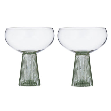 Assemble Giselle Ribbed Coupe Glasses - Seafoam (2pc) | Koop.co.nz