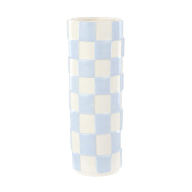 Emporium Lulu Blue Check Vase (28.2cm) | Koop.co.nz