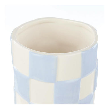 Emporium Lulu Blue Check Vase (28.2cm) | Koop.co.nz