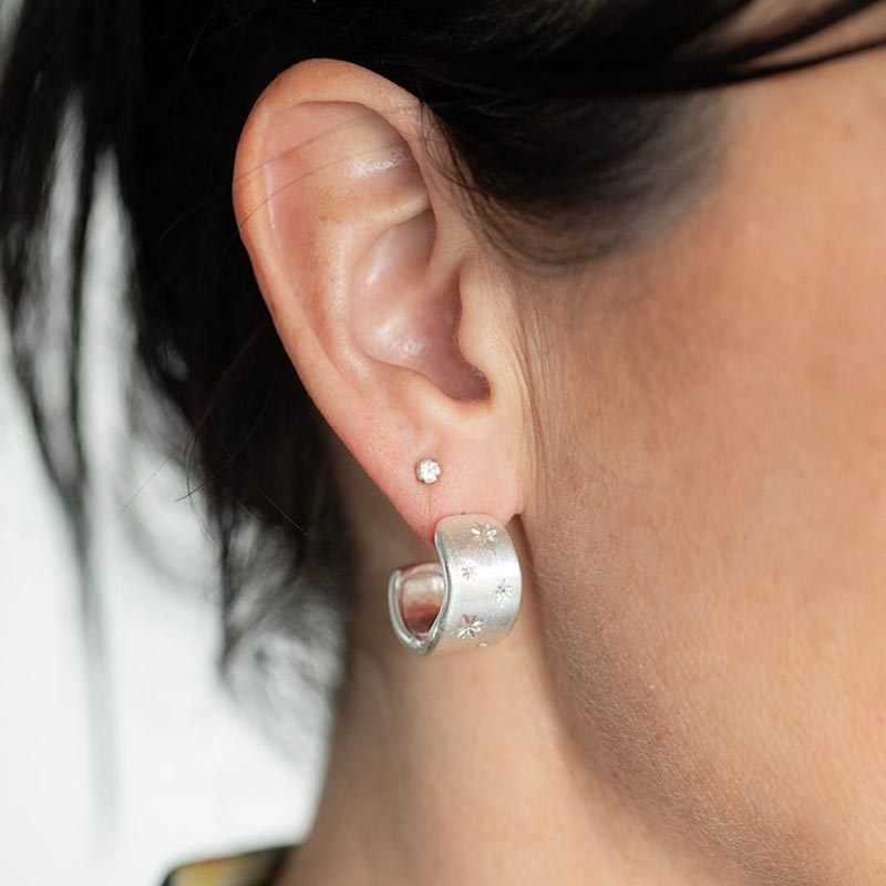 Antler Starfall Silver Hoop Earrings | Koop.co.nz