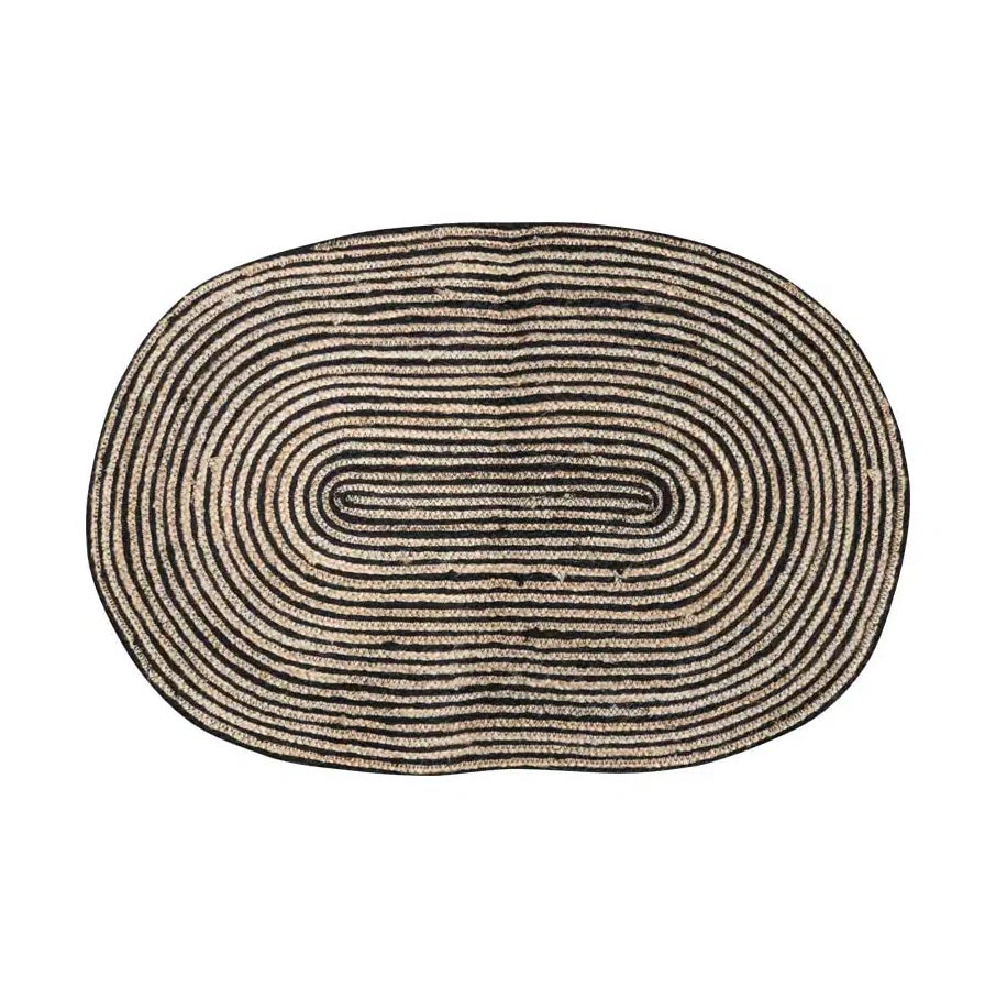Le Forge Jute Oval Doormat - Natural/Black (60x90cm) | Koop.co.nz