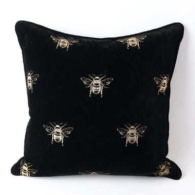Le Forge Bee Black Velvet Cushion (45cm) | Koop.co.nz