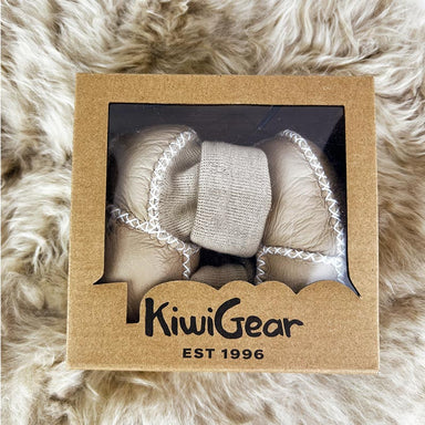 Kiwi Gear Sheepskin Baby Booties - Sand Brown | Koop.co.nz