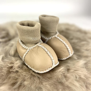 Kiwi Gear Sheepskin Baby Booties - Sand Brown | Koop.co.nz