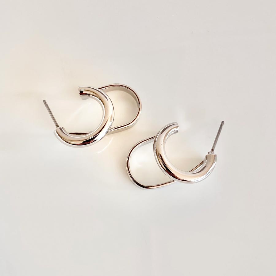 Lilio Jewellery Double Loop Silver Earrings | Koop.co.nz