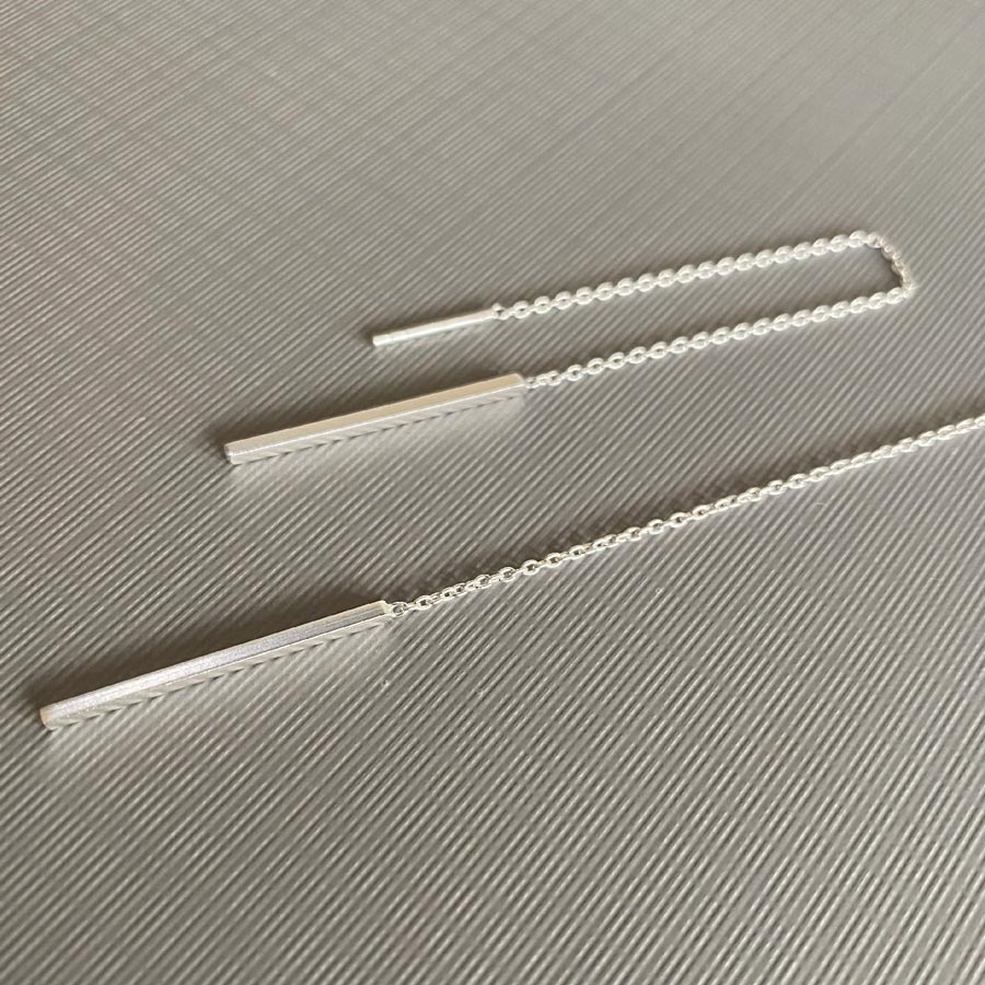 Lilio Jewellery Silver Bar Thread Earrings | Koop.co.nz