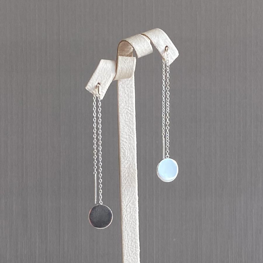 Lilio Jewellery Silver Dot Thread Earrings | Koop.co.nz