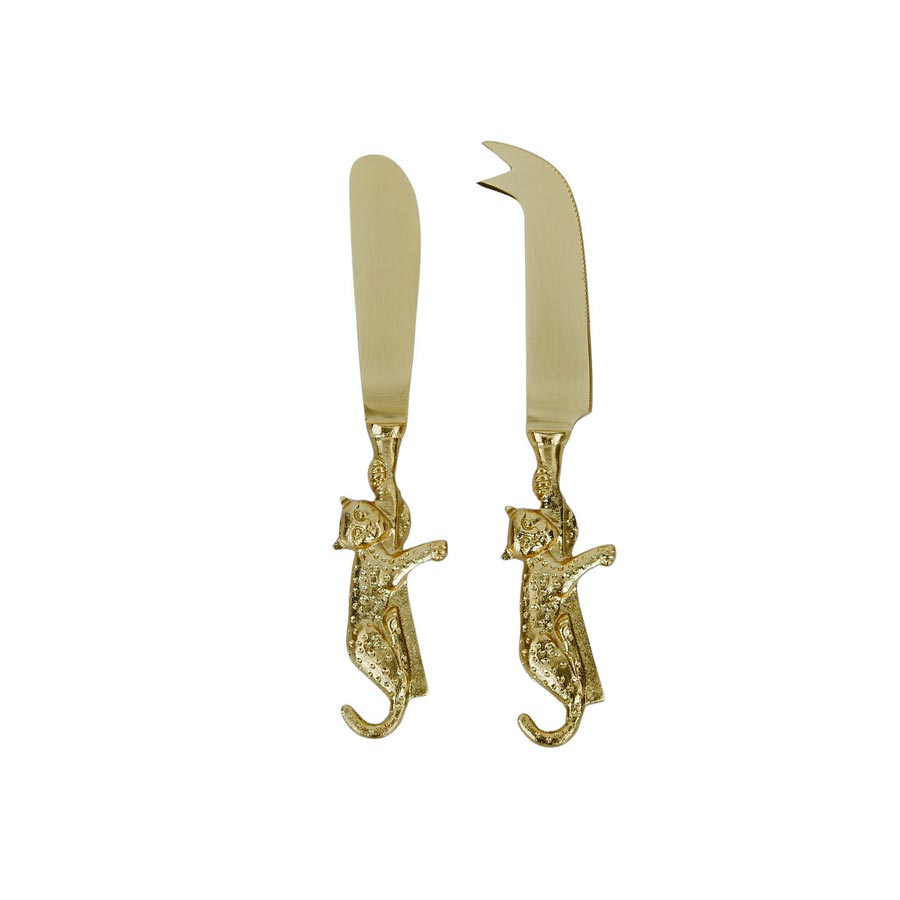 Assemble Leo Gold Cheese Knife & Spreader Set | Koop.co.nz