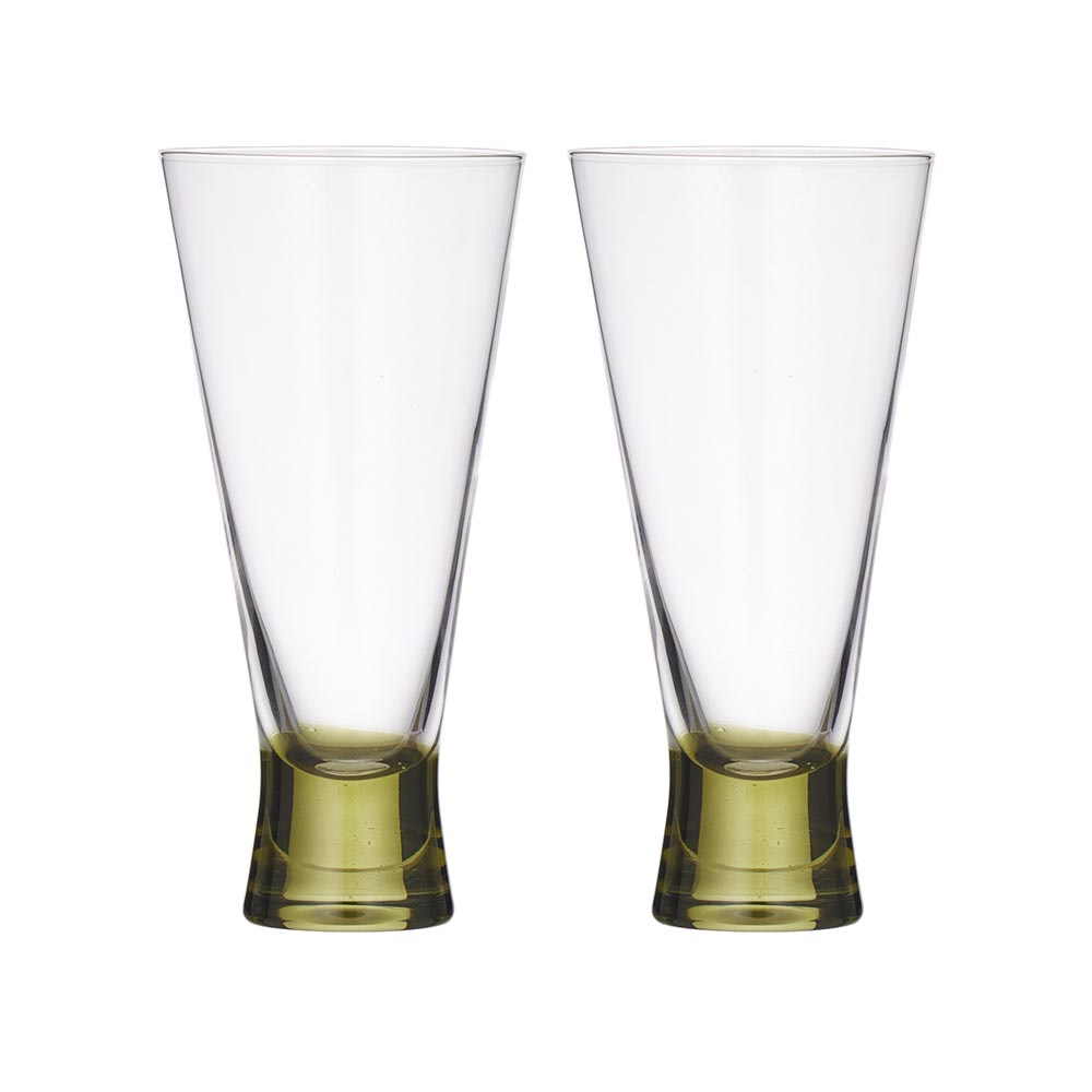 Assemble Canal Flute Glasses (2pc) - Olive | Koop.co.nz