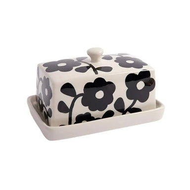 Caroline Gardner Mono Flower Butter Dish | Koop.co.nz