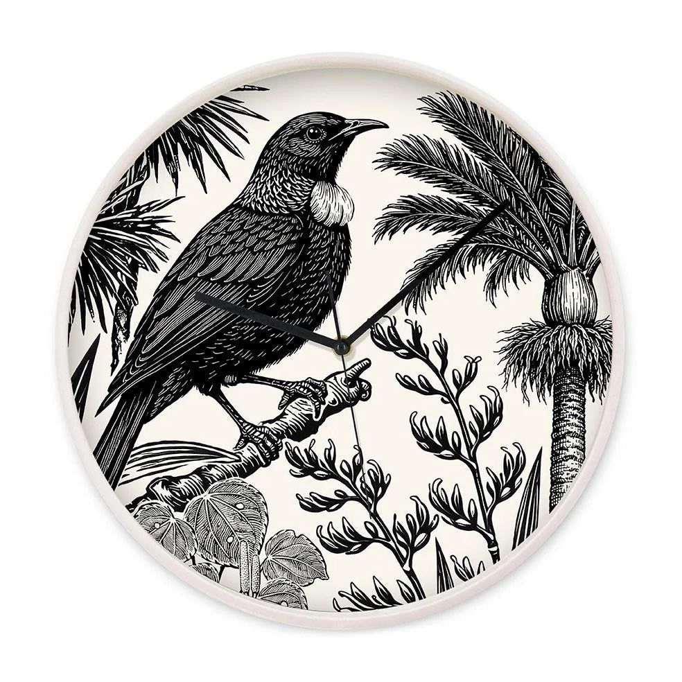 Under The Nikau Tui Clock (32cm)