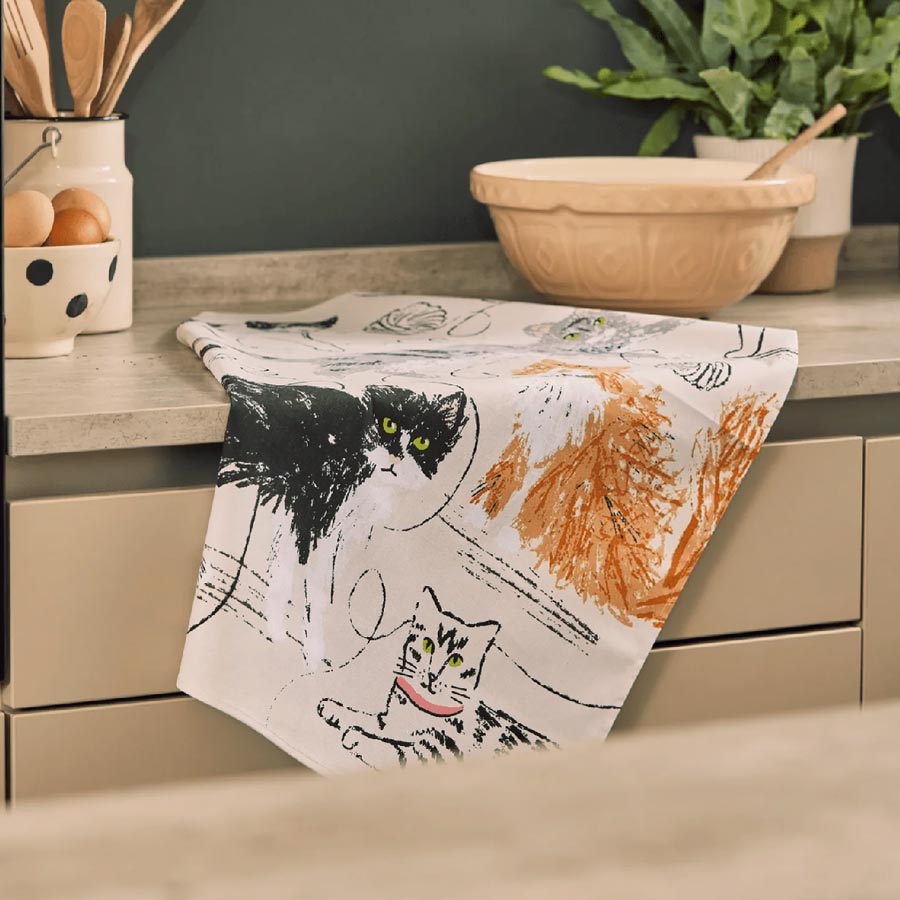 Feline Friends Tea Towel