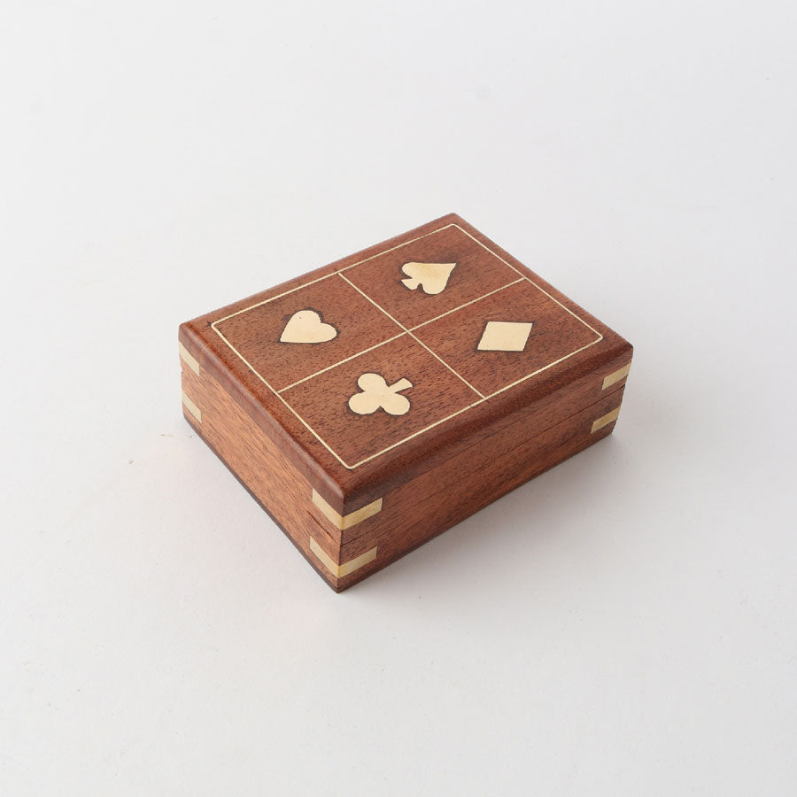 Single Playing Card Box - Natural/Brass