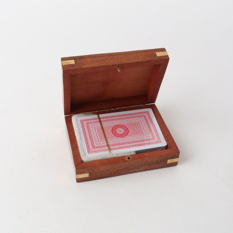 Single Playing Card Box - Natural/Brass