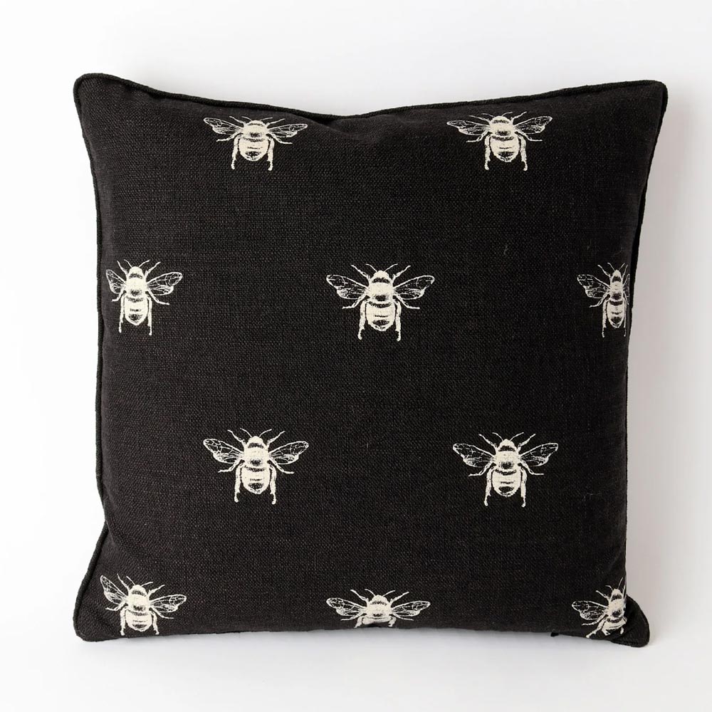 Multi Bee Cushion - Black (45cm)