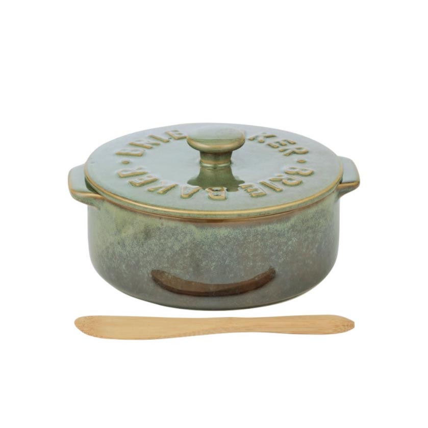 Loire Ceramic Brie Baker & Spreader - Olive