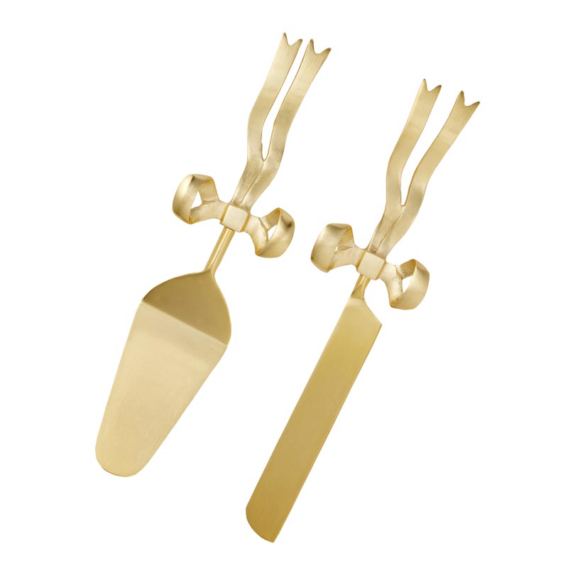 Marie Gold Bow Cake Server Set