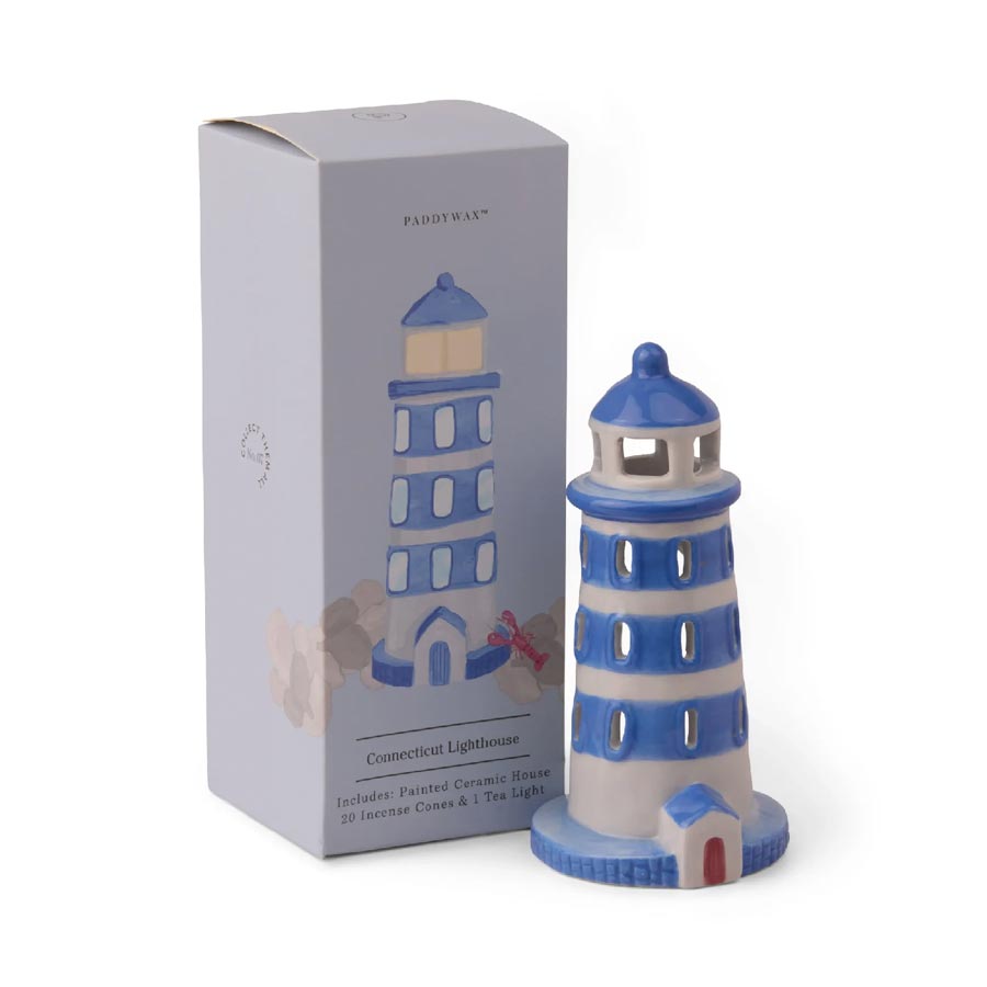 Paddywax Connecticut Lighthouse Incense Tealight Holder (20 Cones) | Koop.co.nz