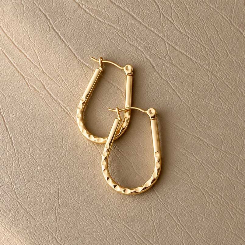 Lilio Jewellery Gold Textured Hoop Earrings | Koop.co.nz
