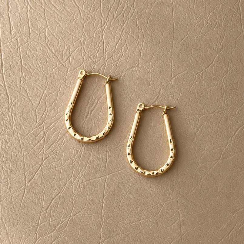 Lilio Jewellery Gold Textured Hoop Earrings | Koop.co.nz
