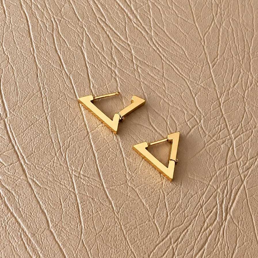 Lilio Jewellery Gold Triangle Hoop Earrings | Koop.co.nz