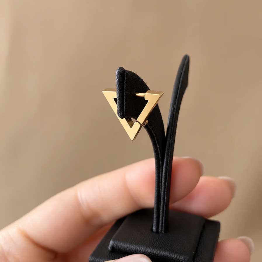 Lilio Jewellery Gold Triangle Hoop Earrings | Koop.co.nz