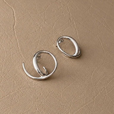 Lilio Jewellery Silver Spiral Hoop Stud Earrings | Koop.co.nz