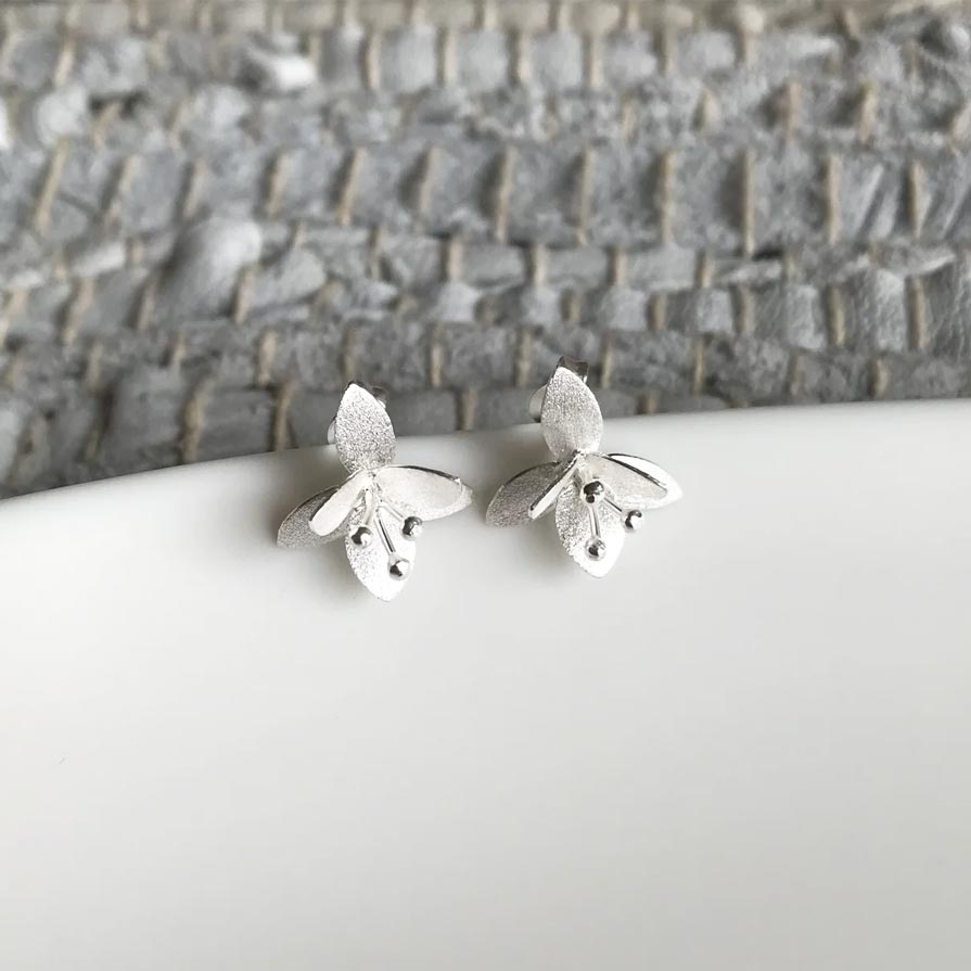 Lilio Jewellery Thea Sterling Silver Blossom Stud Earrings | Koop.co.nz