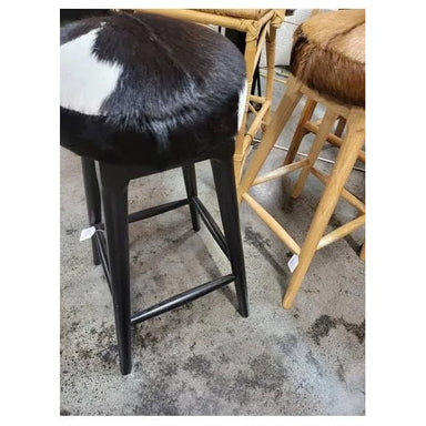Le Forge Rocko Black Goat Fur Counter Stool | Koop.co.nz
