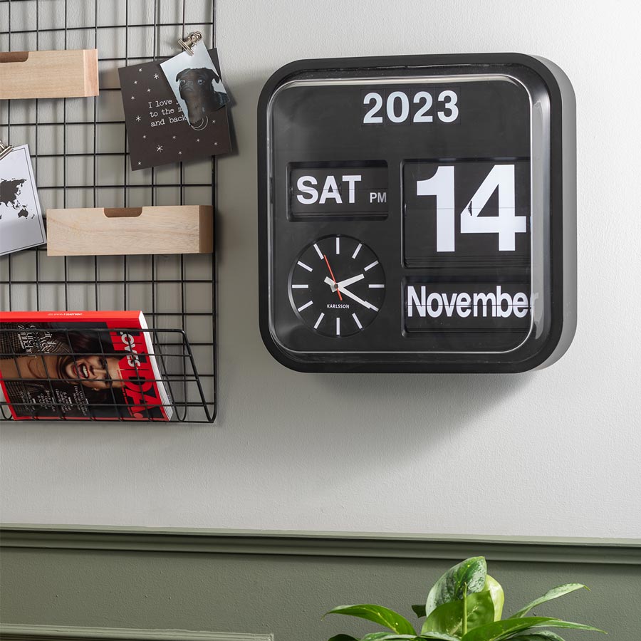 Karlsson Big Flip Clock – Black | Koop.co.nz