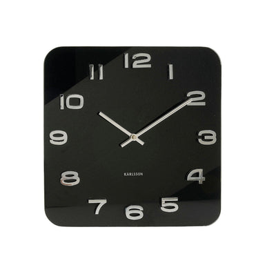 Karlsson Vintage Square Glass Wall Clock - Black (35cm) | Koop.co.nz