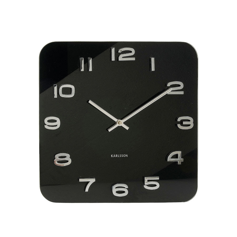 Karlsson Vintage Square Glass Wall Clock - Black (35cm) | Koop.co.nz
