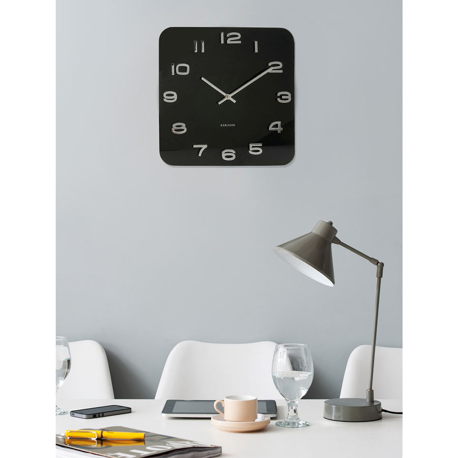 Karlsson Vintage Square Glass Wall Clock - Black (35cm) | Koop.co.nz