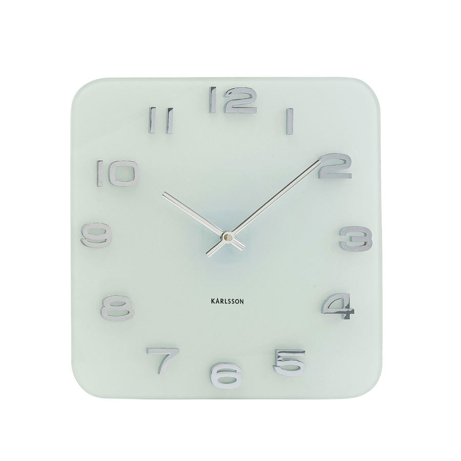 Karlsson Vintage Square Glass Wall Clock - White (35cm) | Koop.co.nz
