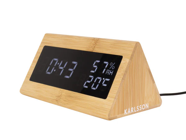 Karlsson Triangle Digital USB Alarm Clock - Bamboo | Koop.co.nz