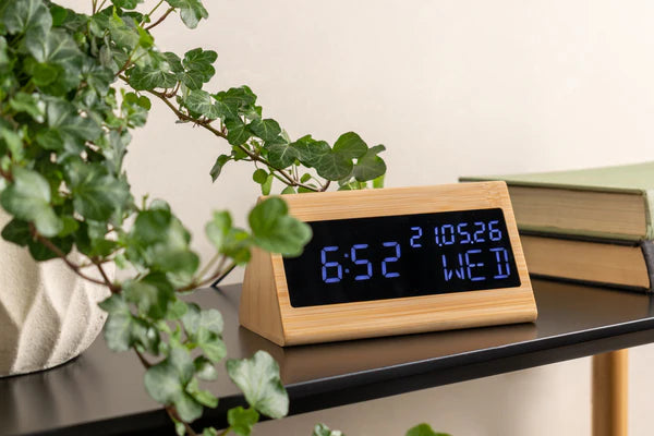 Karlsson Triangle Digital USB Alarm Clock - Bamboo | Koop.co.nz