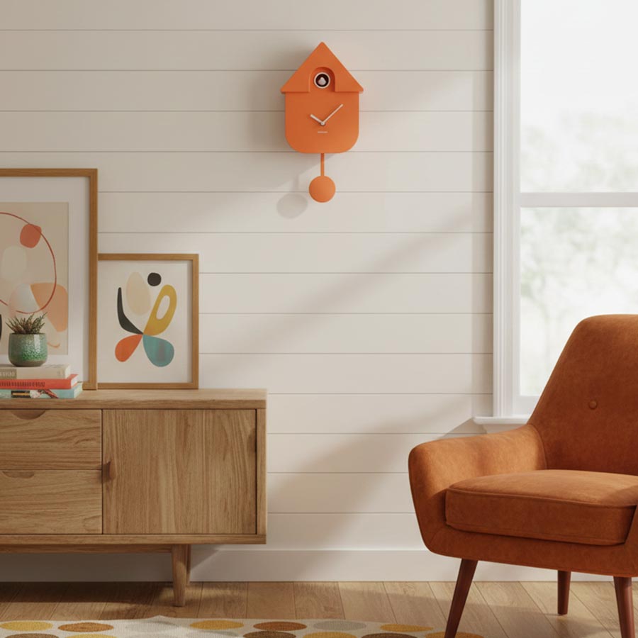 Karlsson Modern Cuckoo Wall Clock - Bright Orange | Koop.co.nz