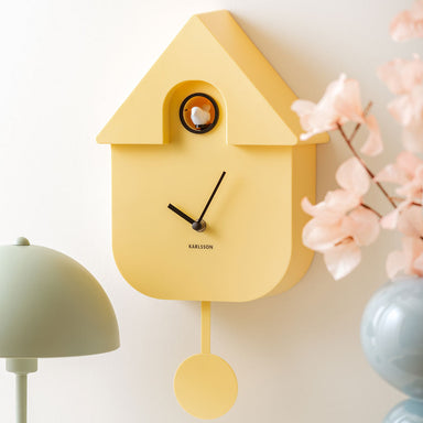 Karlsson Modern Cuckoo Wall Clock - Soft Yellow | Koop.co.nz