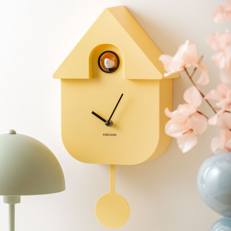Karlsson Modern Cuckoo Wall Clock - Soft Yellow | Koop.co.nz