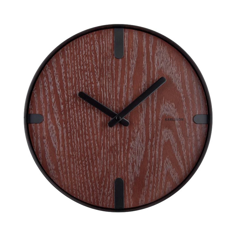 Dashed Wall Clock - Walnut/Black (30cm)