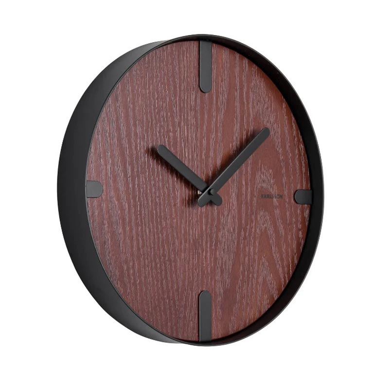 Dashed Wall Clock - Walnut/Black (30cm)