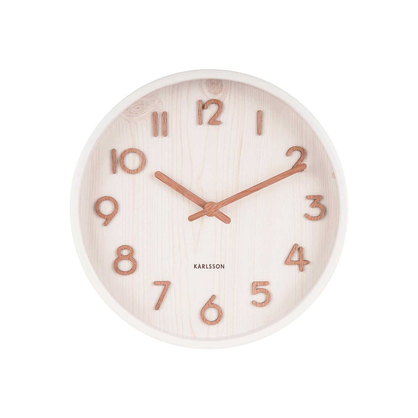 Pure Wood Grain Wall Clock - Small White (22cm)