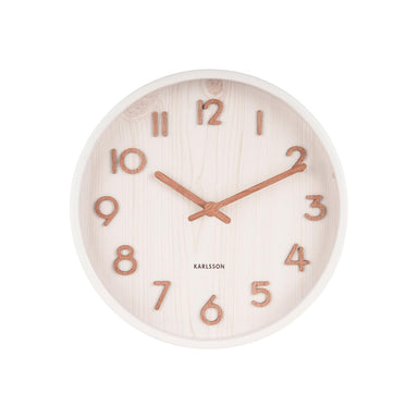 Karlsson Pure Wood Grain Wall Clock - Small White (22cm) | Koop.co.nz