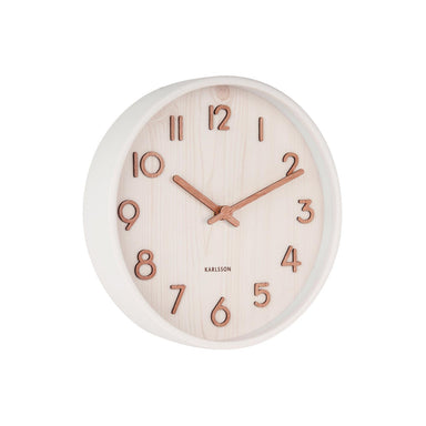 Karlsson Pure Wood Grain Wall Clock - Small White (22cm) | Koop.co.nz