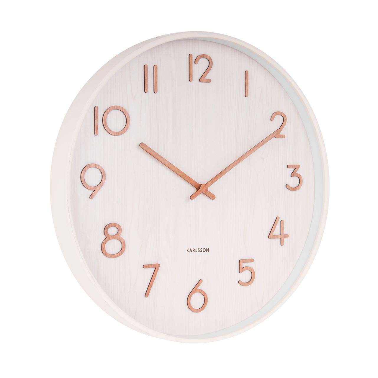 Pure Wood Grain Wall Clock - Medium White (40cm)
