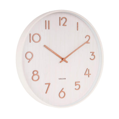 Karlsson Pure Wood Grain Wall Clock - Medium White (40cm) | Koop.co.nz