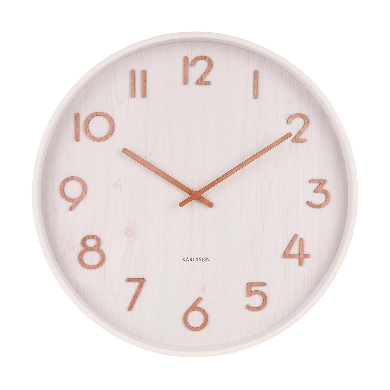 Pure Wood Grain Wall Clock - Medium White (40cm)
