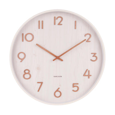 Karlsson Pure Wood Grain Wall Clock - Medium White (40cm) | Koop.co.nz