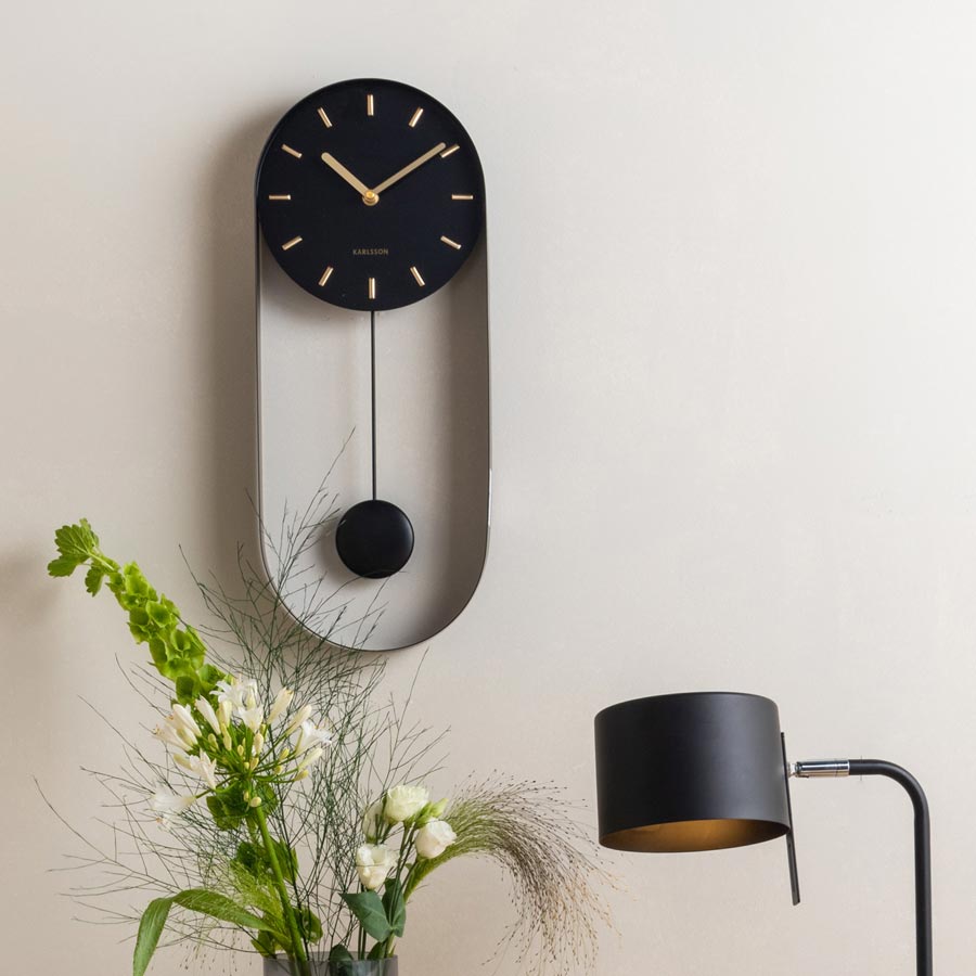 Karlsson Charm Pendulum Wall Clock - Black | Koop.co.nz