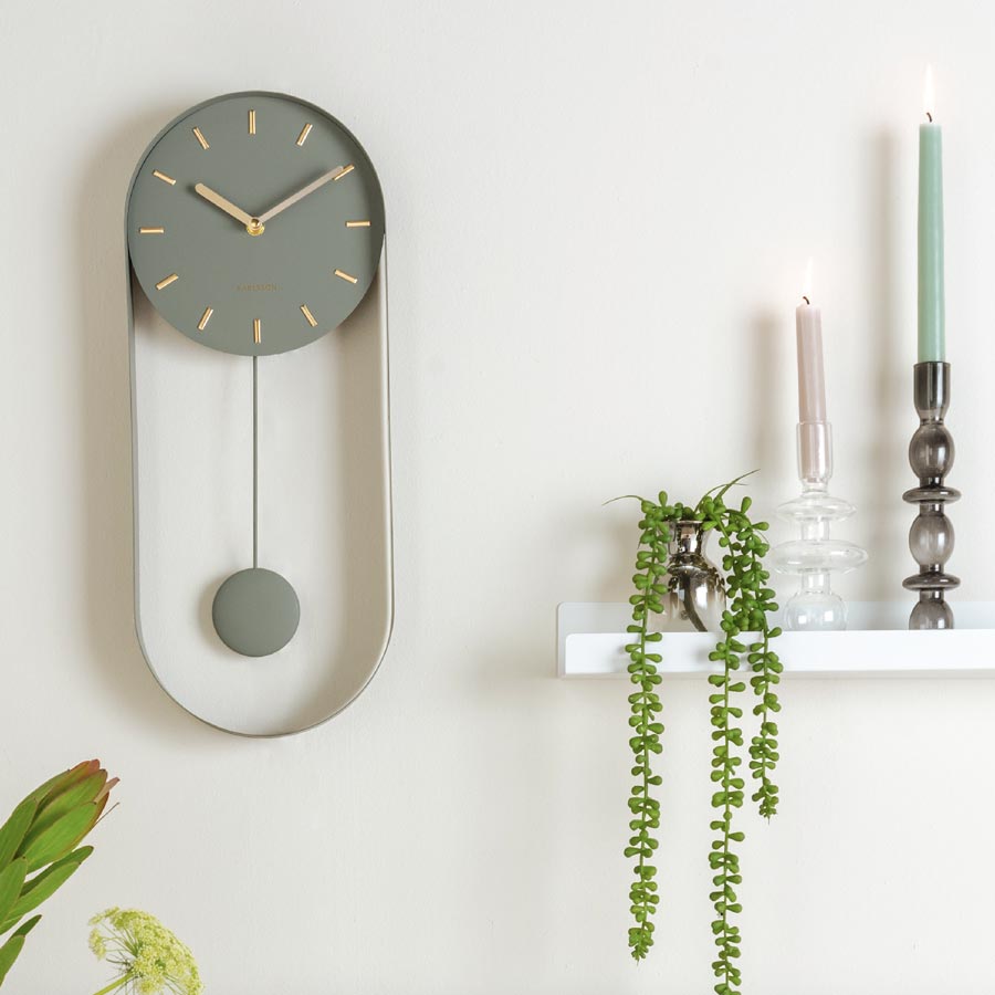 Karlsson Charm Pendulum Wall Clock - Jungle Green | Koop.co.nz